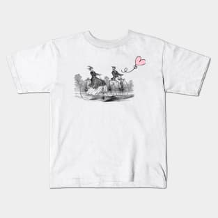 Retro Style Romantic Bike Ride, Valentine's Day Illustration Kids T-Shirt